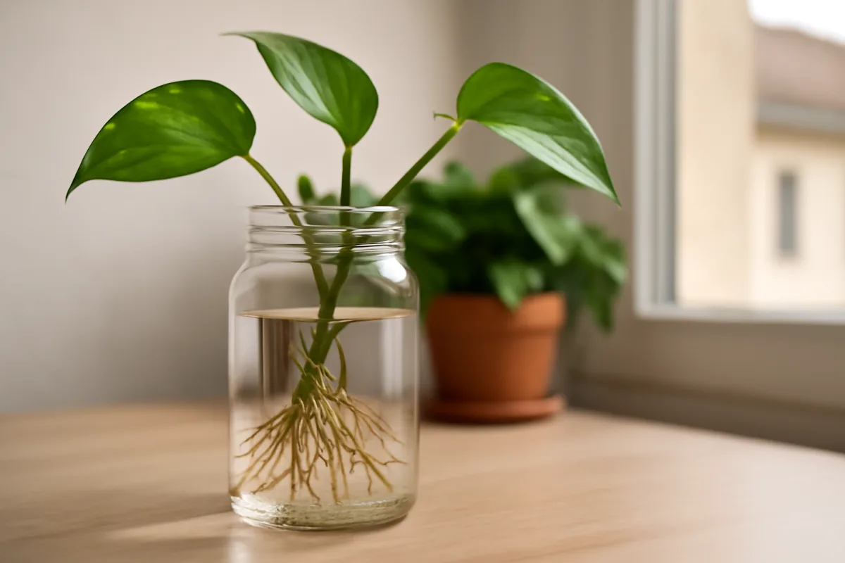 Moltiplicare il pothos in acqua: il metodo che accelera la radicazione
