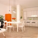 Immagine di un soggiorno ristrutturato con mobili nuovi e un cartello che indica il bonus mobili di 2.500 euro.