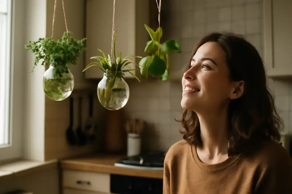 Piccoli vasi sospesi per la cucina: perché possono purificare l’aria migliorando anche l’umore