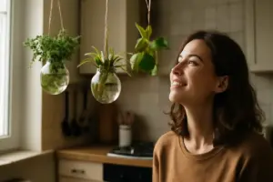 Piccoli vasi sospesi per la cucina: perché possono purificare l’aria migliorando anche l’umore