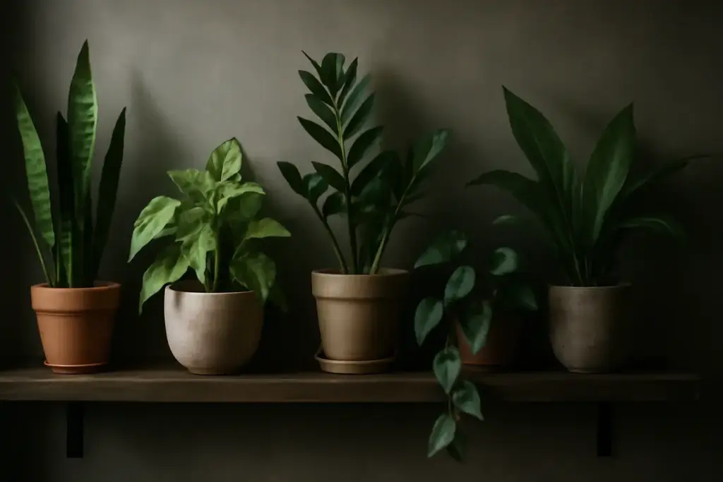 Quali piante usare per decorare una mensola a bassa luce? Le specie resilienti che richiedono poche cure