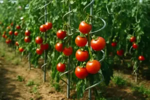 Supporti a spirale per pomodori: il sistema che previene piegamenti e raccolte anticipate